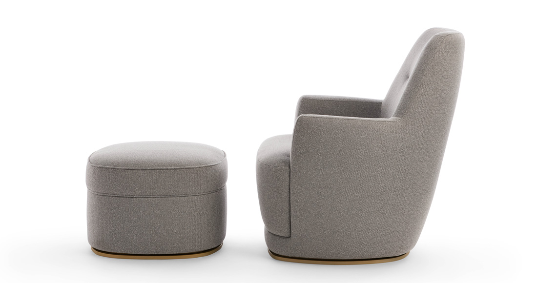 LOREN armchair - SOPHIA pouf, design Marco Piva