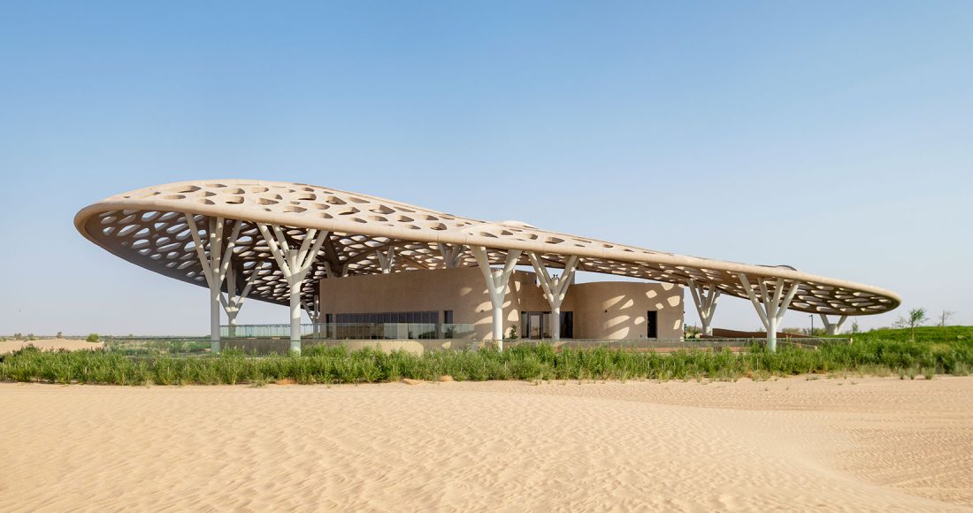 The Dunes Platform blends into the surrounding desert landscape in Dubai