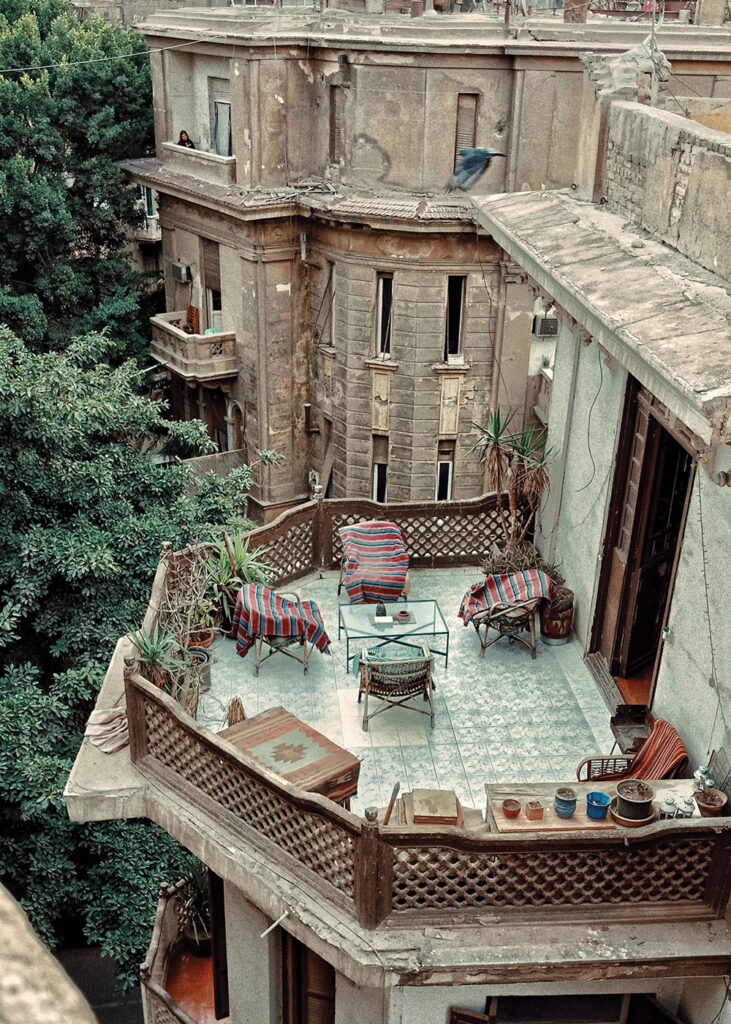 Terrace of a home in the chic Garden City district of Cairo. Photography by Nour Elmassry.