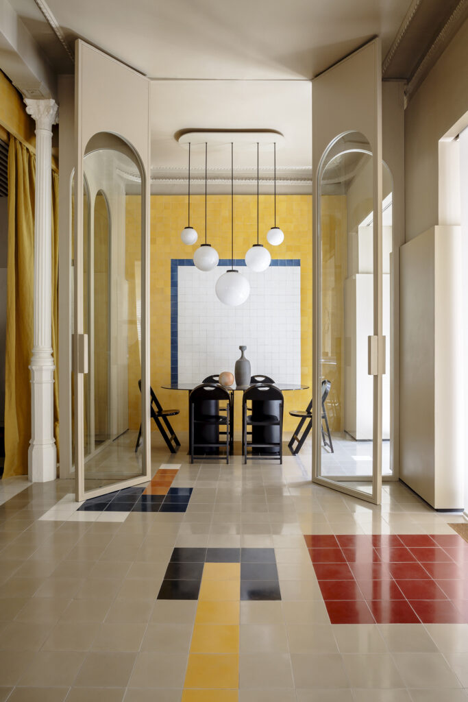 Interior of an ad agency office in Madrid, designed by Iñigo Aragón and Rodrigo Aragón of Casa Josephine with Mondrian-inspired geometrics. Photography by Belén Imaz.