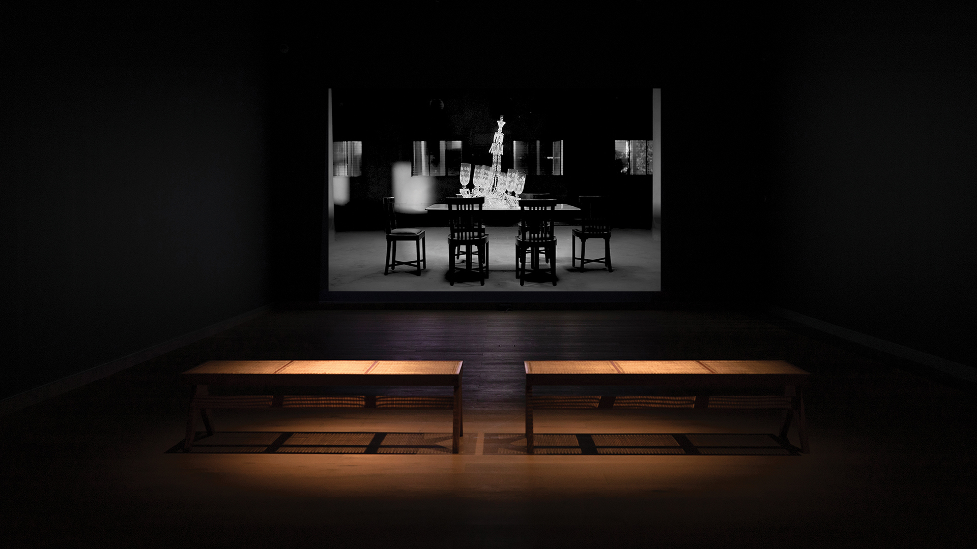 Sudarshan Shetty, Installation view of Age of Love (2019). Single channel film, 15:48 minutes. Shown in Only Life, Myriad Places: Sudarshan Shetty at Ishara Art Foundation, 2023. Image courtesy Ishara Art Foundation and the artist. From the collection of Kiran Nader Museum of Art