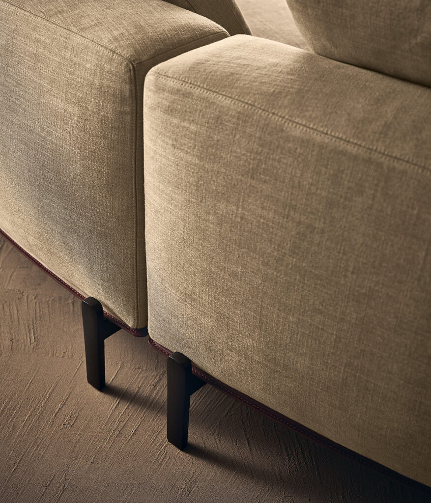 Close up of the backrest cushion of Brera sofa in fabric