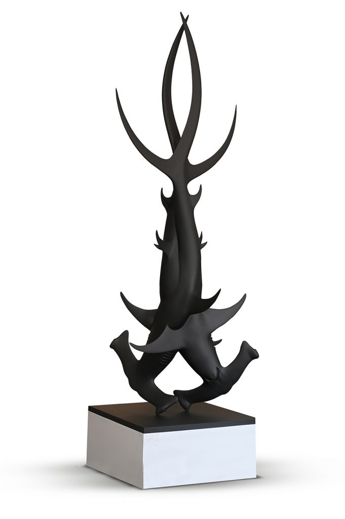 Ashley Bickerton, Double Helix (2022), Cast Bronze, (240x89x85cm), Courtesy of Gajah Gallery