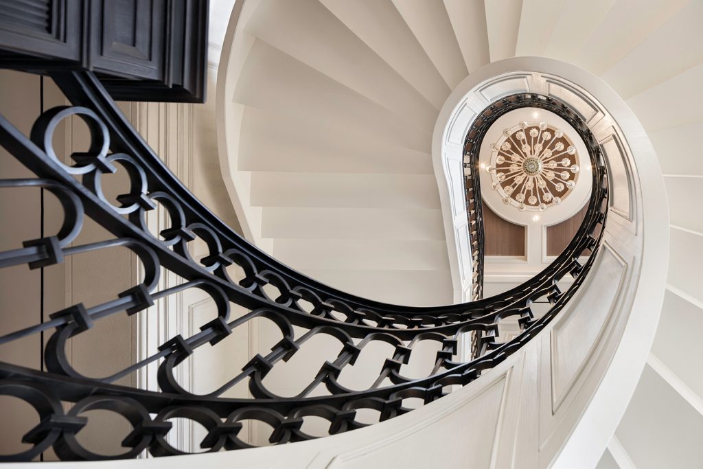 Ornate spiral design of the staircases