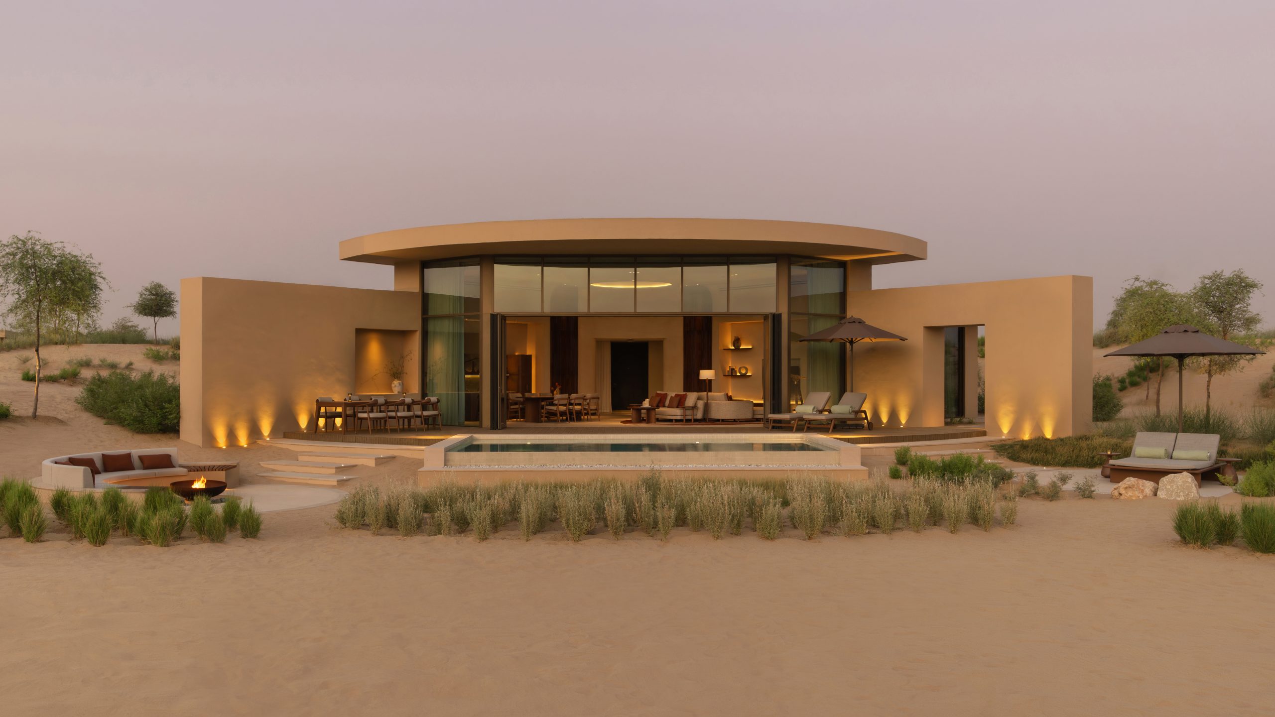 A villa in the desert with a pool