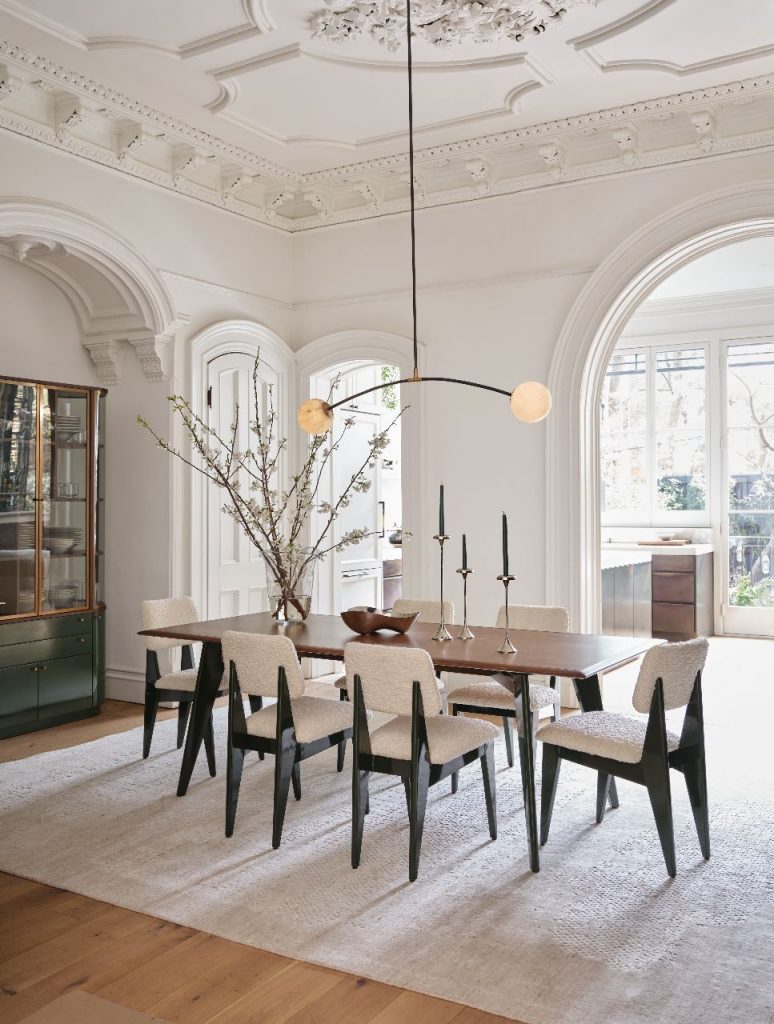 Crate & Barrel Verbier Kombu Green Dining Table with Dark Walnut