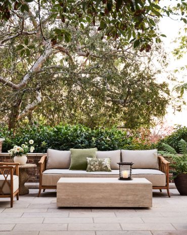 Crate & Barrel x Jake Arnold The Hartford 90 Wood Outdoor Sofa by Jake Arnold
