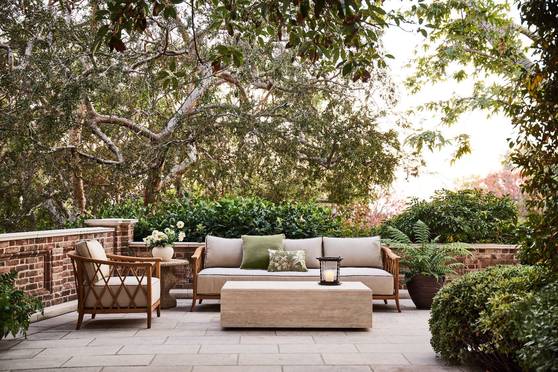 Crate & Barrel x Jake Arnold The Hartford 90 Wood Outdoor Sofa by Jake Arnold