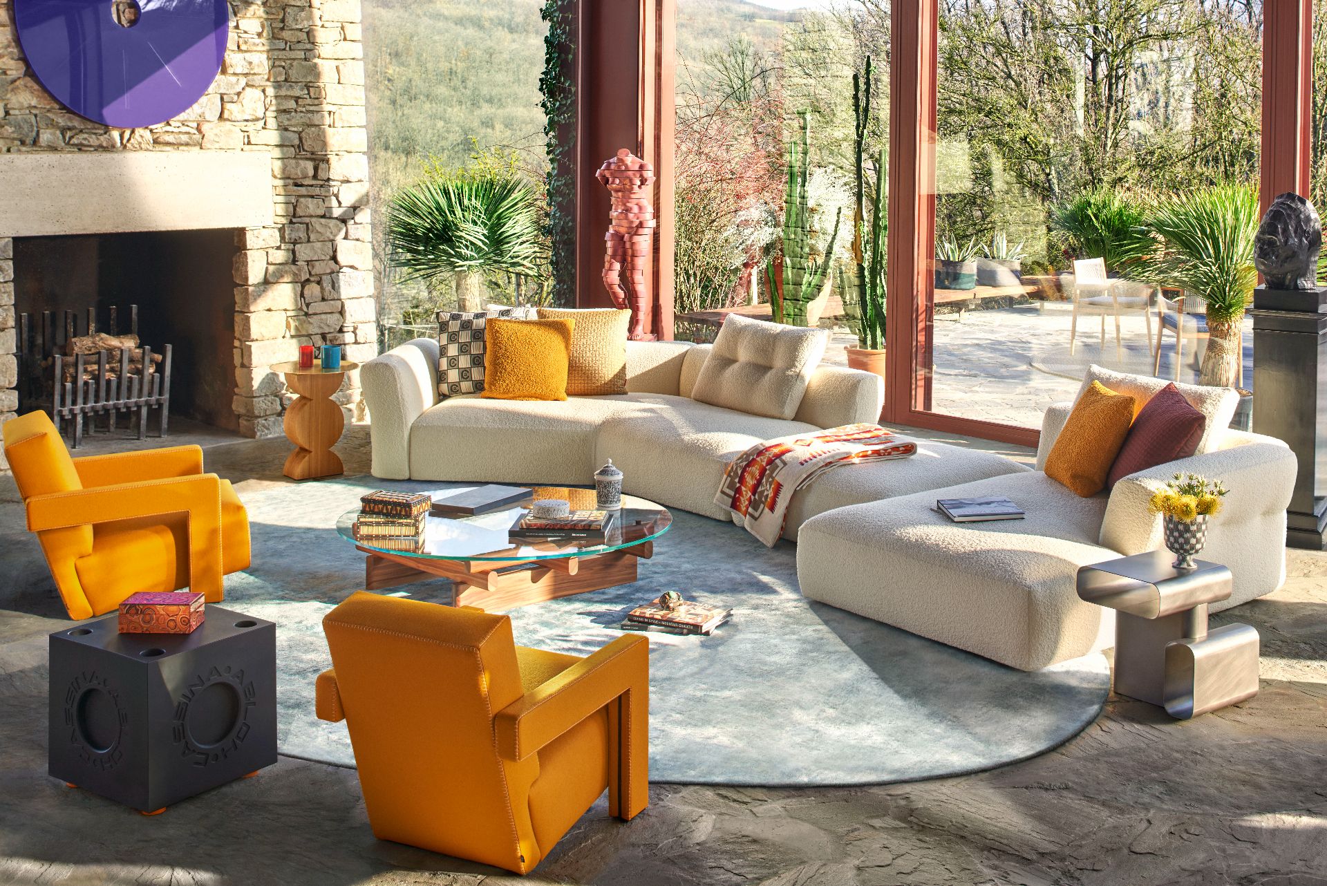 Sengu Bold sofa by Patricia Urquiola – Cassina, with the Utrecht armchairs by Gerrit T. Rietveld – Cassina iMaestri Collection, ph. Francesco Dolfo